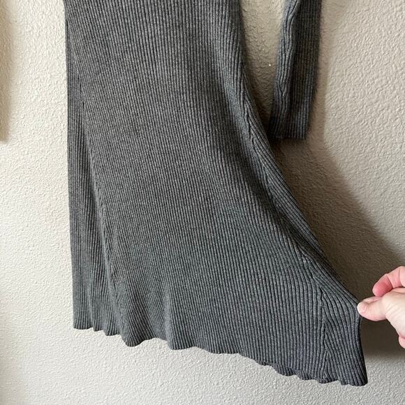 Tally Weijl Grey Ribbed Long Sleeve Fit Flare Crew Neck Womens Sweater Dress L - Picture 5 of 9